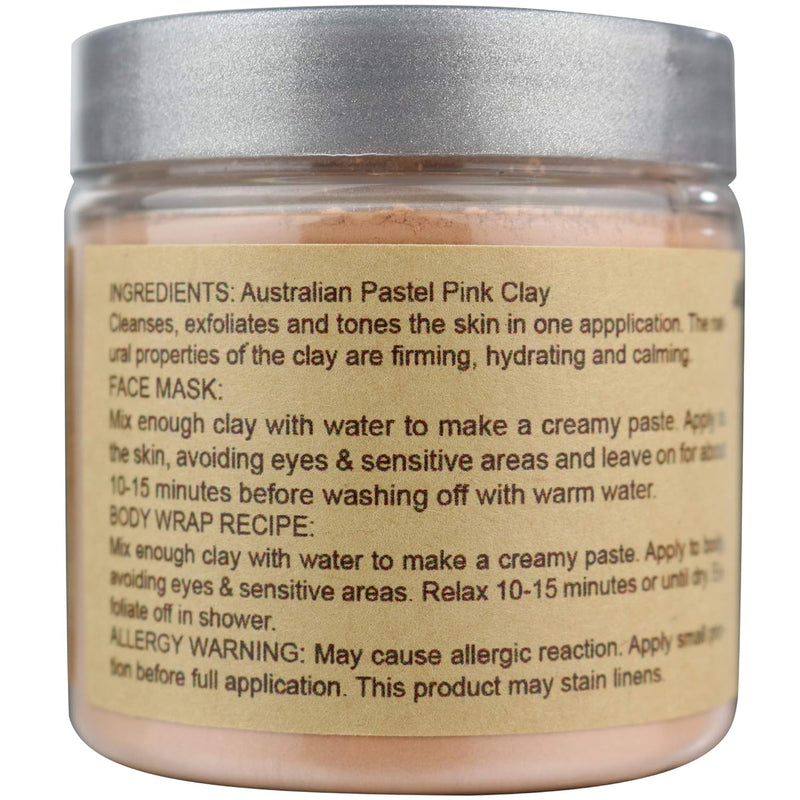 Best Nature's Australian Pastel Pink Clay 100% Pure Natural 8 fl oz - Natural Exfoliating & Detoxifying Facial Scrub - Organic Clay Powder for Face Masks, Body Soaps, Bath Bombs, Makeup, Lotions