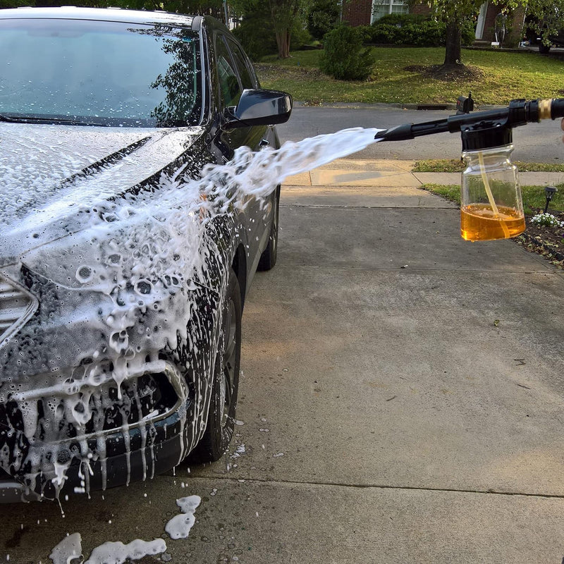 Mint Bucket Brands Foam Car Wash Gun Sprayer + Microfiber Mitt - Rich Suds - Attach to Garden Hose - Car Cleaning Foam – Mix w Car Wash Soap and Water - Auto Detailing Kit