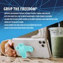 SpiiderGriip 360 Rotating Phone Grip – Flat-Fold Kickstand & Secure Strap – Works with iPhone, Android, Tablets & Cases – Comfortable & Durable (Aqua)