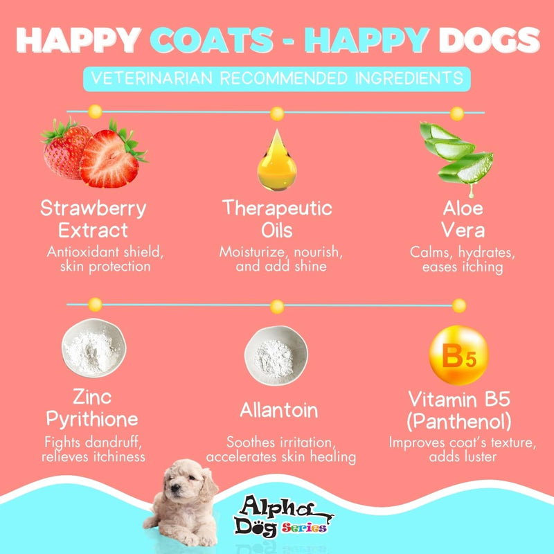 Alpha Dog Series Puppy Grooming Natural Dog Shampoo and Conditioner with Aloe Vera, pH Balanced Shampoo for Dogs, Tear-Free, Moisturizing Dog Shampoo for Sensitive Skin - 26.4 Oz (Pack of 2)