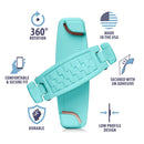 SpiiderGriip 360 Rotating Phone Grip – Flat-Fold Kickstand & Secure Strap – Works with iPhone, Android, Tablets & Cases – Comfortable & Durable (Aqua)