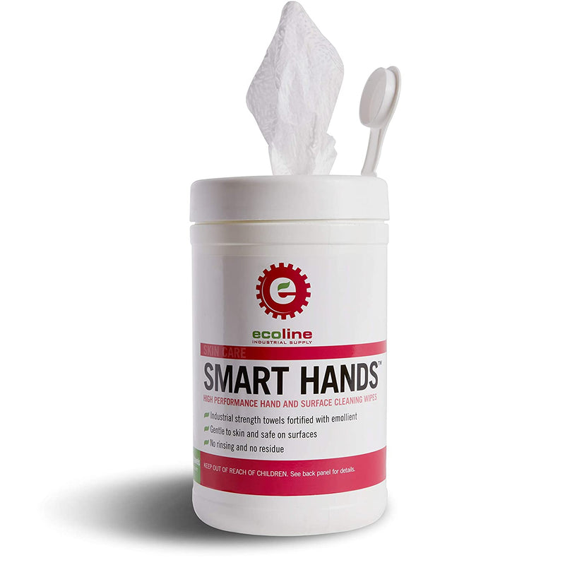 Ecoline - Smart Hands High Performance Hand and Surface Cleaning Wipes, Industrial Strength Cleaner, Disposable Wet Cloth, 90 Towels