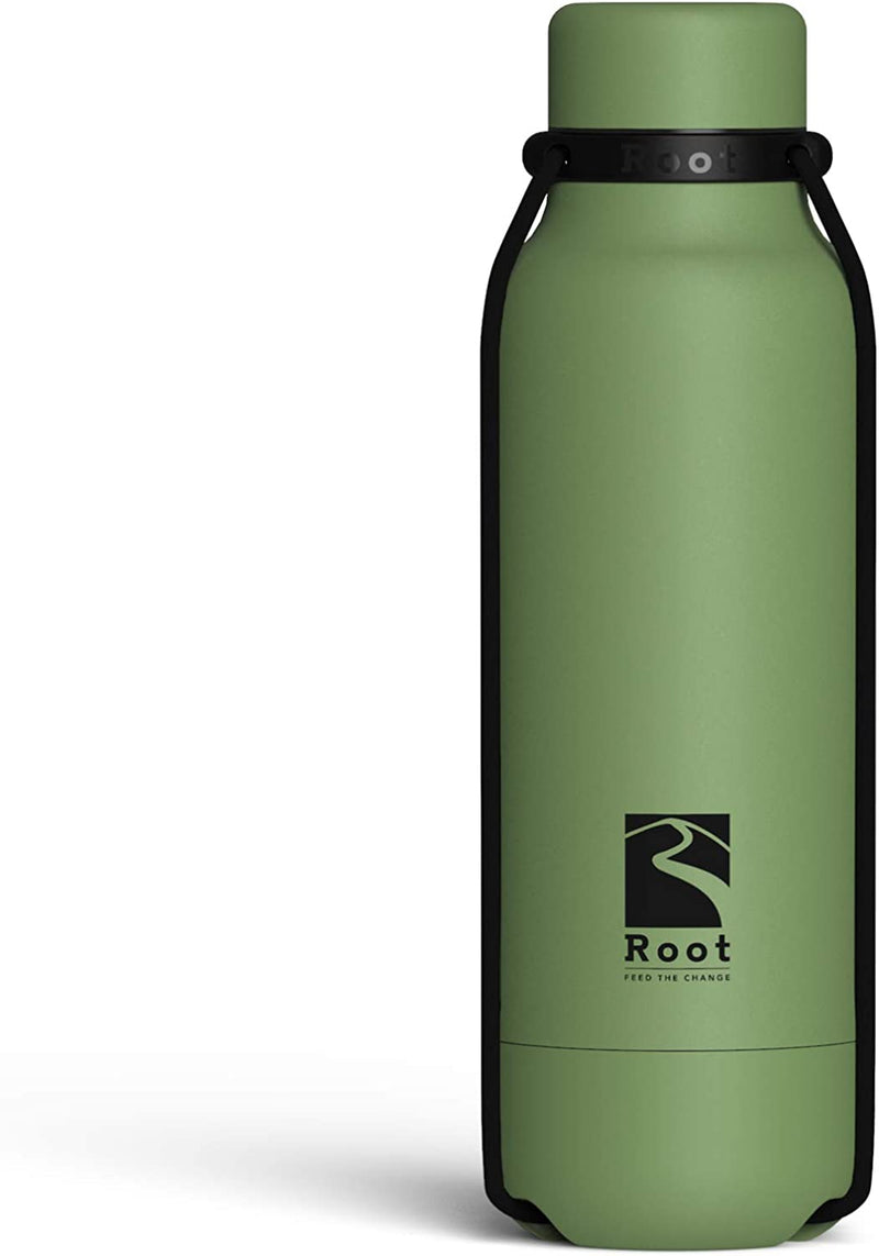 Root FTC Bottle Thermal Flask Stainless Steel Double Wall, Anti Drop Cap, Shockproof Bottom, Bungee Cords, Hot (20h) / Cold (24h)