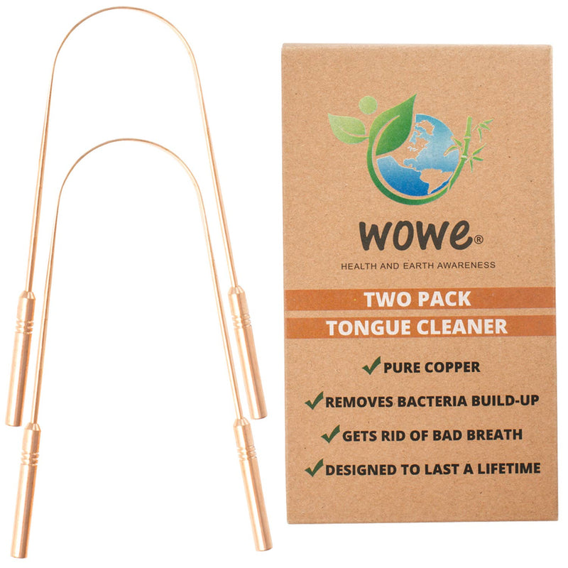 Wowe Lifestyle Tongue Scraper Cleaner - Eco-Friendly Metal - Get Rid of Bad Breath, and Halitosis - Pack of 2 (Copper)